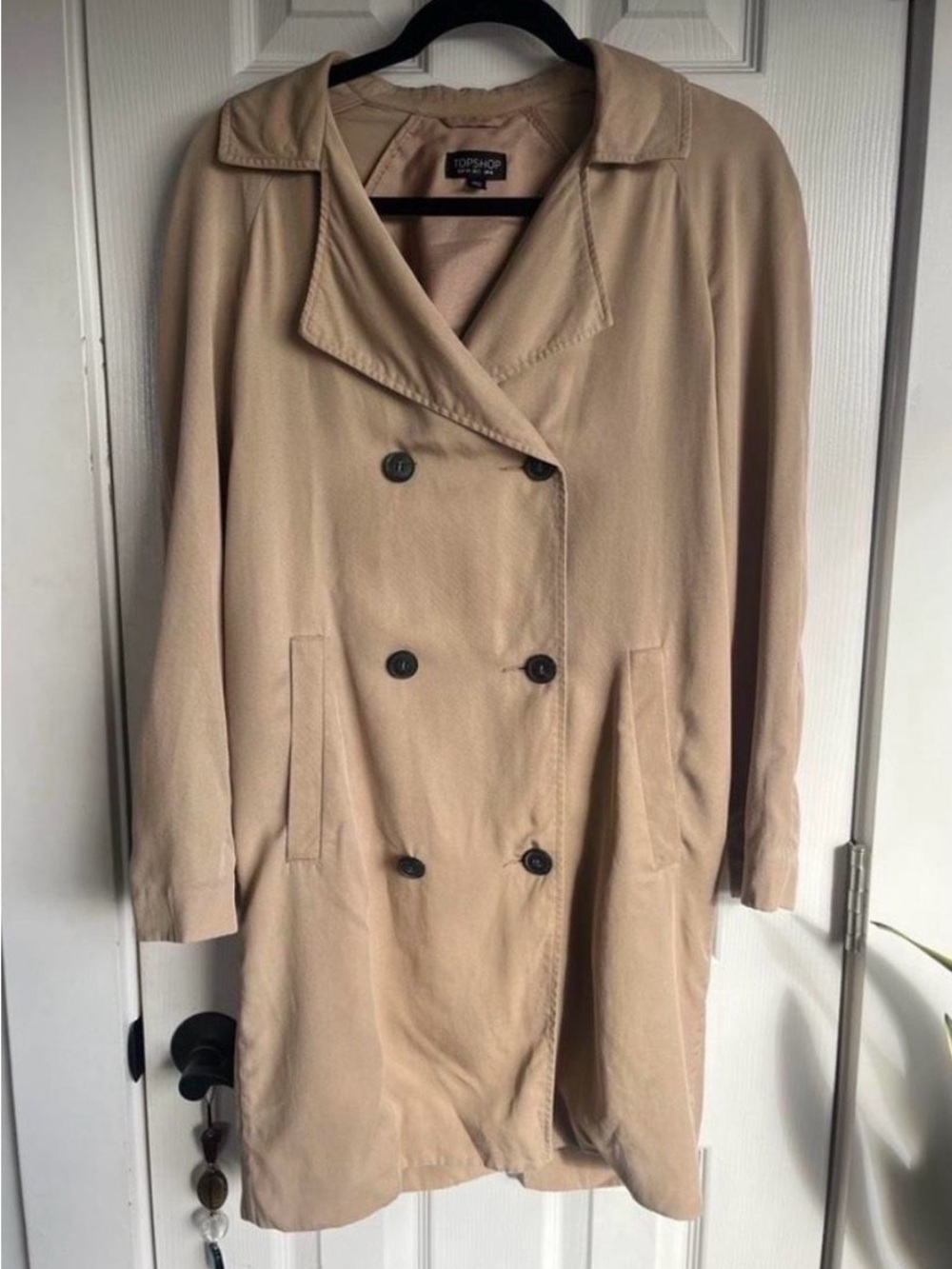 Topshop Beige Double-Breasted Trench Coat